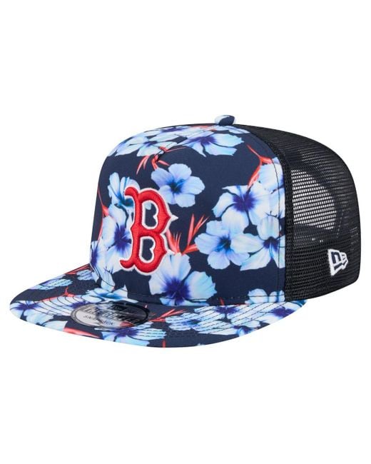 KTZ Blue Boston Red Sox Adventure Pattern Golfer Trucker Snapback Hat for men