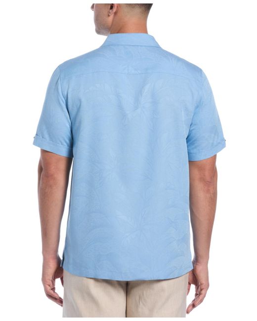 Cubavera Blue Palm Print Short-sleeve Button-down Shirt for men