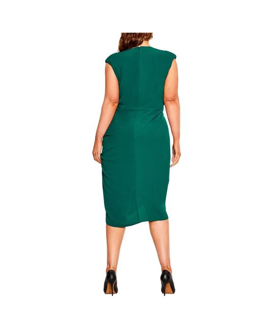 City Chic Green Plus Size Side Ruch Dress