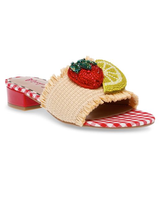 Betsey Johnson Red Lindyy Fruit Block-heel Slide Sandals