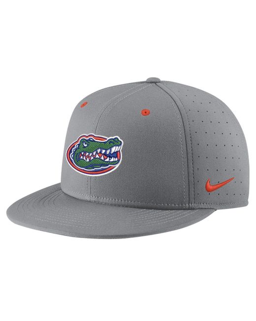 Nike Gray Florida Gators Usa Side Patch True Aerobill Performance Fitted Hat for men