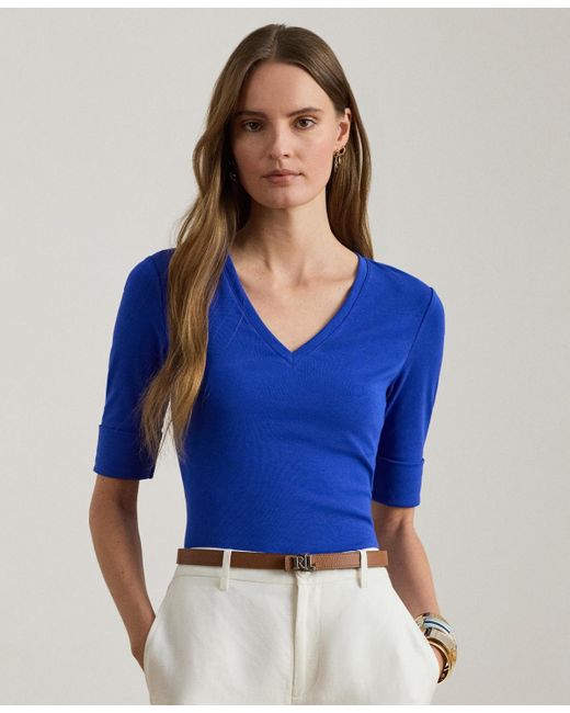 Ralph Lauren Blue Elbow-sleeve Top
