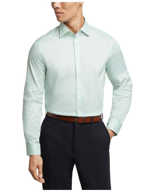 Michael Kors Men's Blue Slim-fit Comfort Stretch Dress Shirt - benaras.co