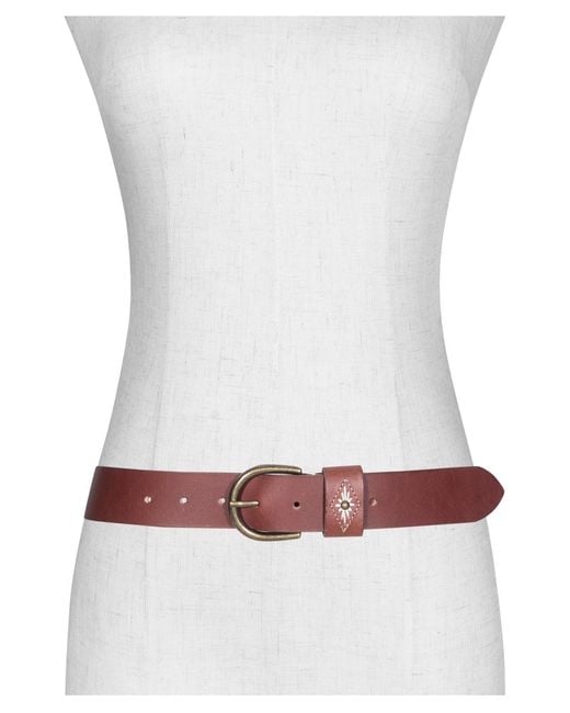 Frye Brown Embroidery On Loop Belt