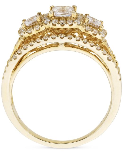 Macy's Metallic Diamond Princess & Round Three Stone Engagement Ring (1 Ct. T.w.