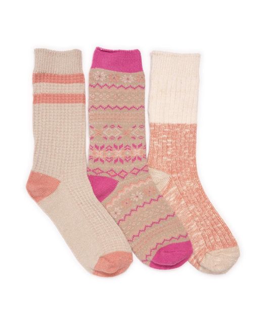 Muk Luks Pink 3 Pack Boot Socks