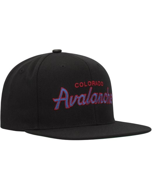 Mitchell & Ness Black Colorado Avalanche Core Team Script 2.0 Snapback Hat for men