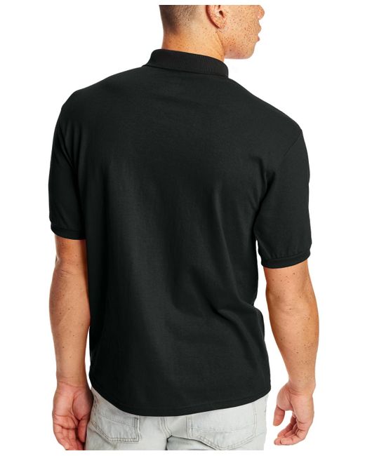 Hanes Black Ecosmart Pocket Polo Shirt for men