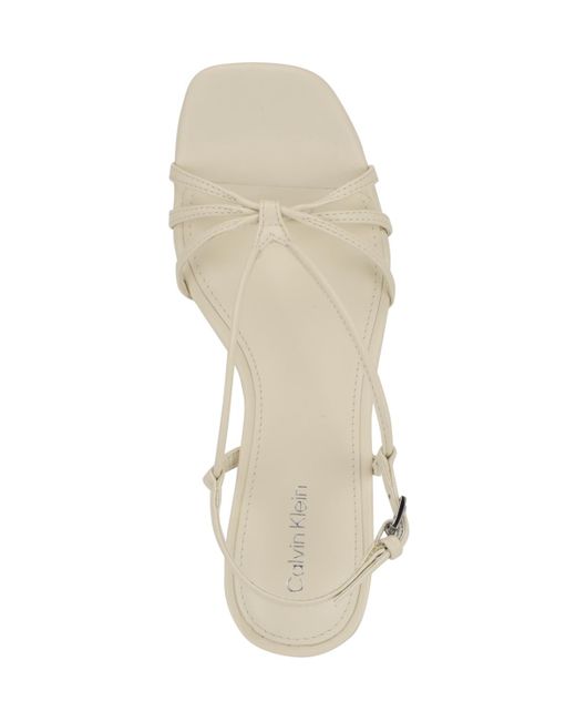 Calvin Klein White Poeta Kitten Heel Strappy Dress Sandals