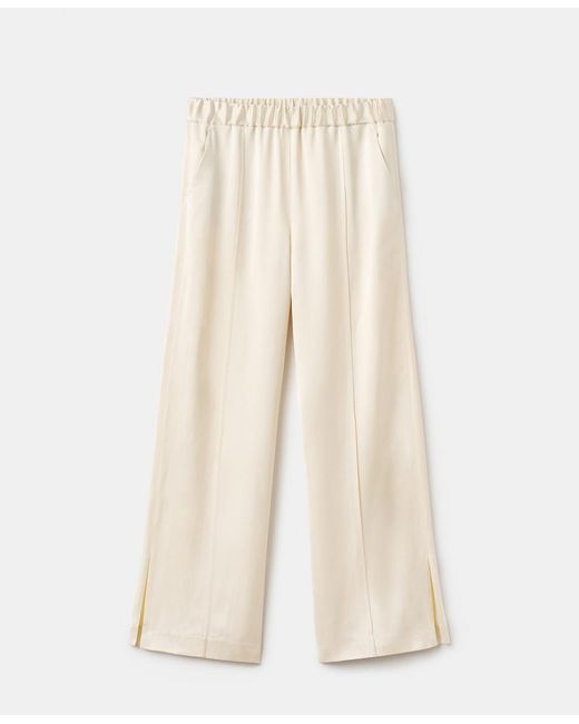 Mango Natural Side Slit Satin Pants