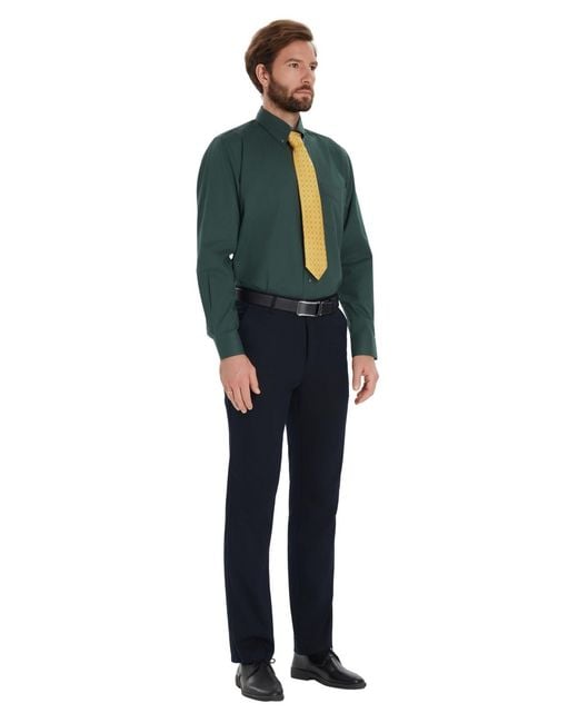 Club Room Blue Pinpoint Button Front Solid Dress Shirt for men