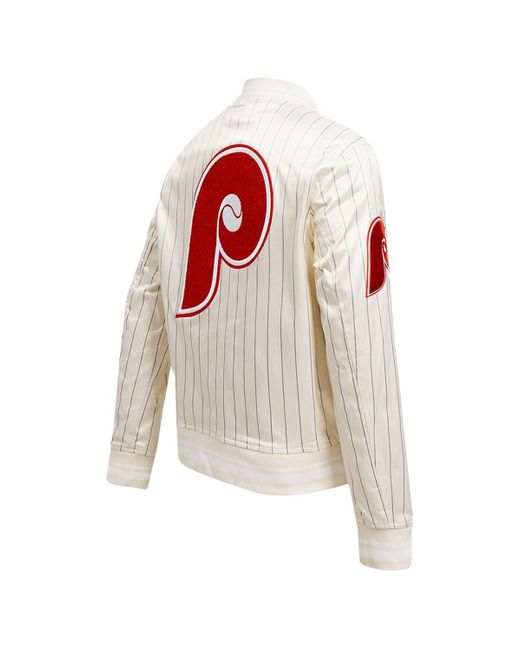 Pro Standard White Philadelphia Phillies Cooperstown Collection Pinstripe Retro Classic Full-button Satin Jacket for men
