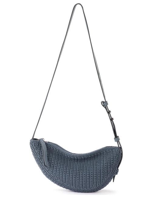 The Sak Blue Tess Crochet Mini Sling Bag