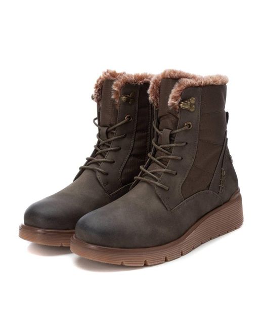 Xti Brown Winter Suede Booties By