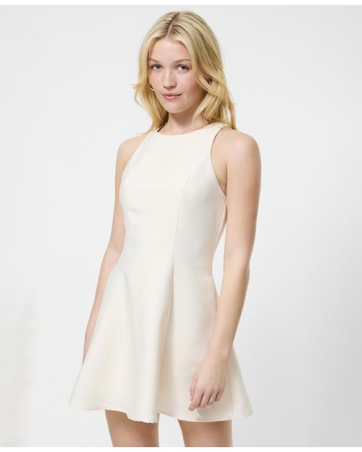 green emerald velvet dress WHITE LINEN SQUARE-NECK FIT & FLARE DRESS main image 0