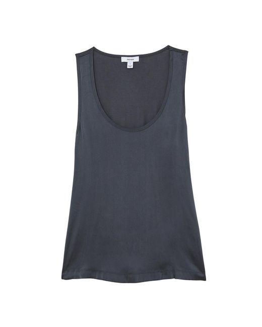 Reiss Blue Ruby Silk-front Cami Top