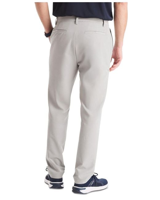 Nautica Gray Signature Slim-fit Flat-front Performance Pants for men