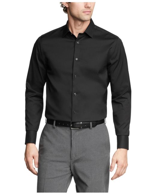Calvin Klein Black Refined Cotton Stretch Regular Fit Dress Shirt for men