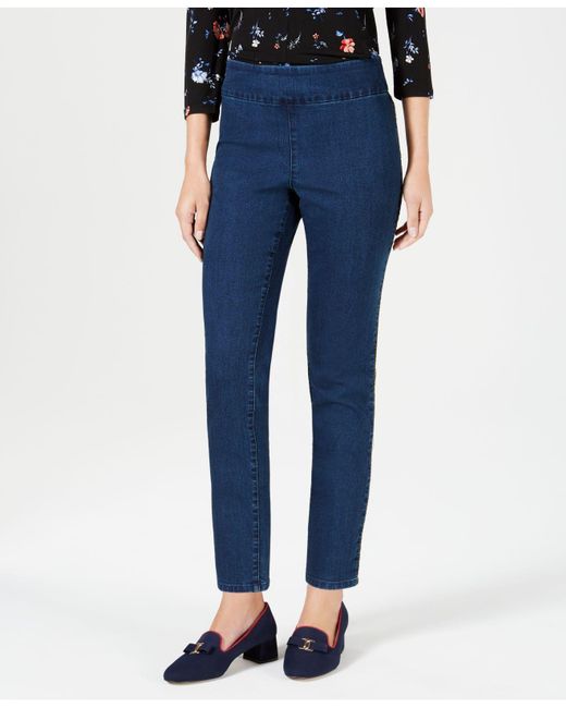 Charter Club Blue Cambridge Pull-on Skinny Ankle Jeans, Created For Macy's