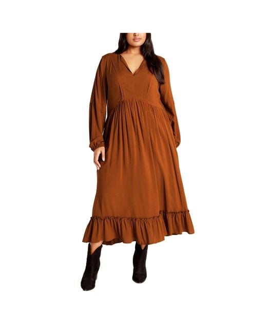 City Chic Brown Plus Size Alena Maxi Dress