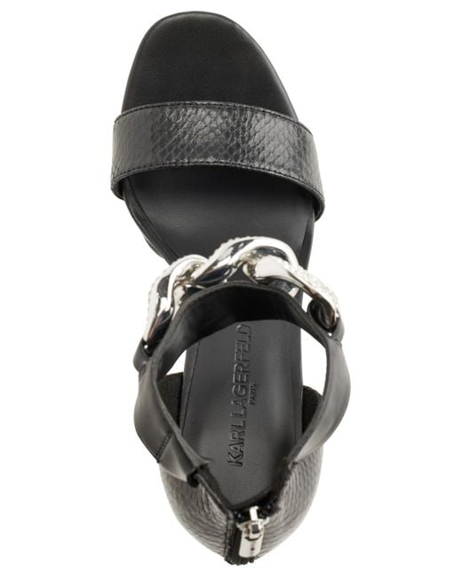 Karl Lagerfeld Black Anisha Ankle Strap Embellished Platform Sandals