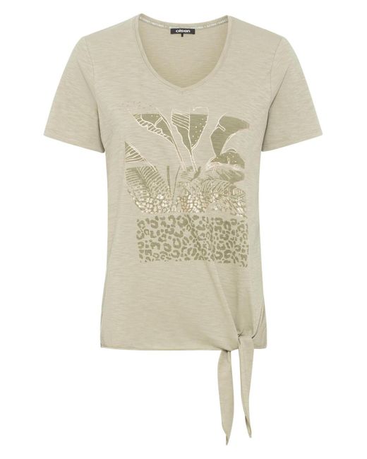 Olsen Natural 100% Cotton Short Sleeve Placement Print T-shirt