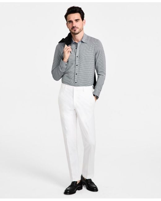 Michael Kors White Classic-fit Cotton-blend Dress Pants for men
