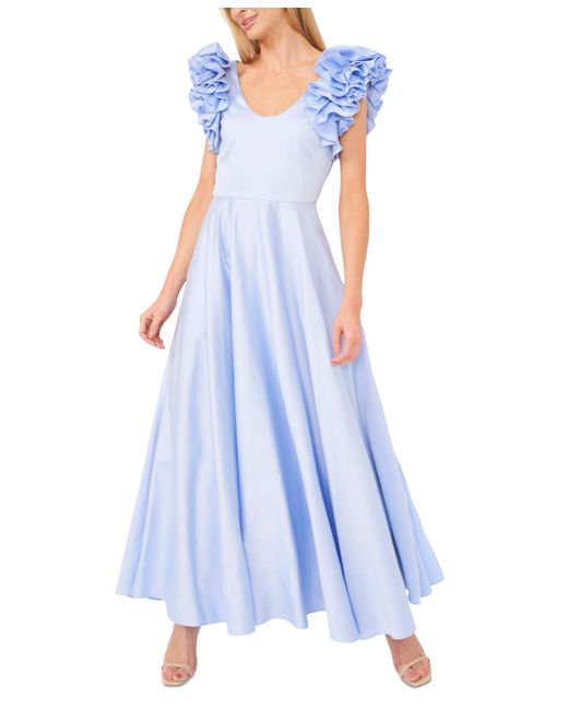 Cece Blue Ruffled Cap Sleeve Maxi Dress