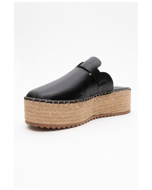 Forever & Always Shoes Gray Novas Leather Platform Espadrille Mule ()
