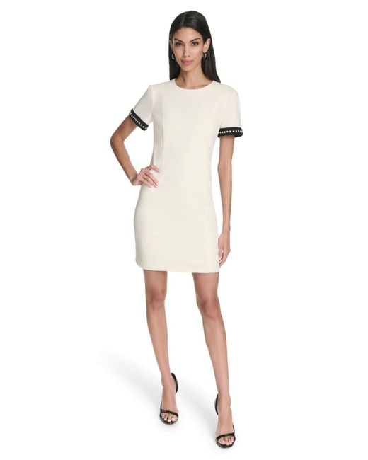 Halston Heritage White Crewneck Mini Dress