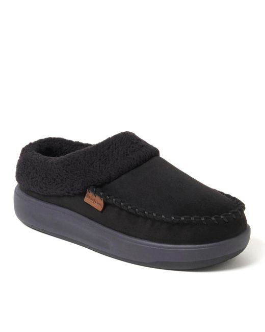 Dearfoams Black Maple Moccasin Toe Clog House Shoe Slipper