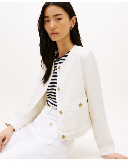 Tommy Hilfiger White Denim Button-front Jacket