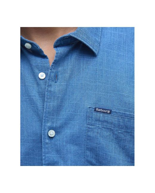 Barbour Blue Pigment Dye Solid Shirt for men