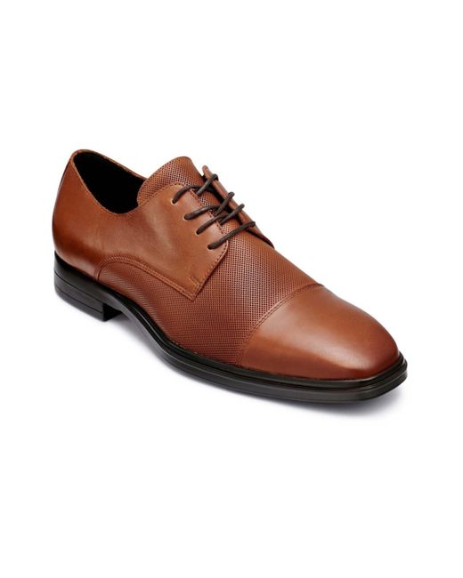 Karl Lagerfeld Brown Leather Cap Toe Derby Lace-up Shoes for men