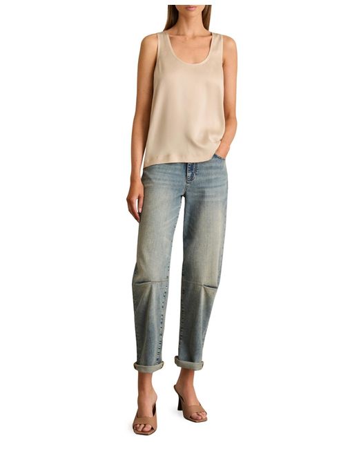 Reiss Blue Ruby Silk-front Cami Top