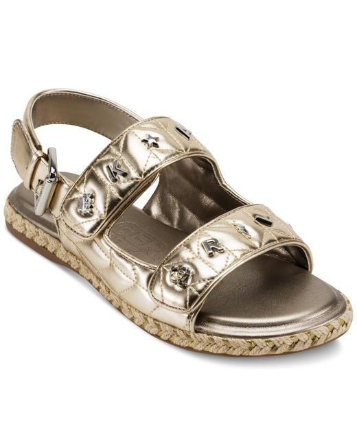 Karl Lagerfeld Metallic Charlay Almond Toe Flat Sandals