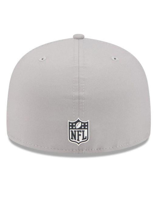 KTZ Gray Las Vegas Raiders 2025 Sideline 59fifty Fitted Hat for men