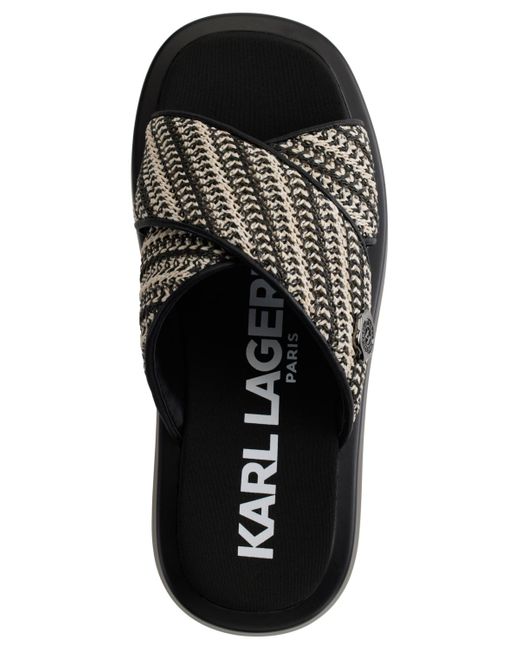 Karl Lagerfeld Brown Ophelia Woven Slip-on Platform Sandals