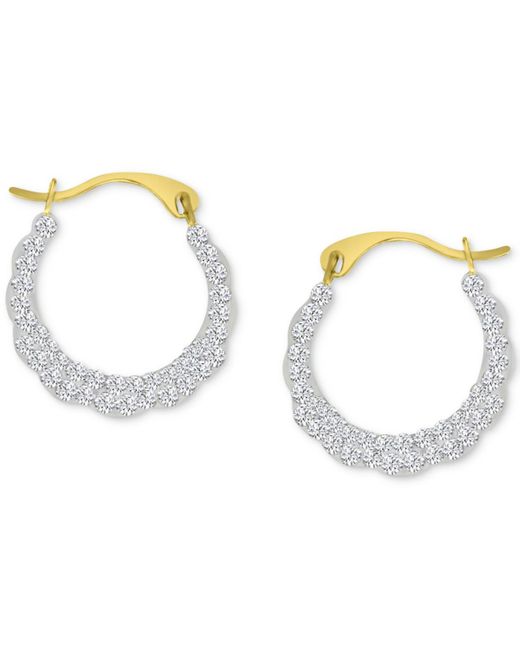 Macy's Metallic Crystal Pave Scallop Edge Small Hoop Earrings