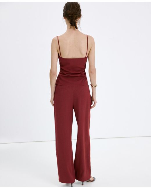 Mango Red Bow Straight Pants