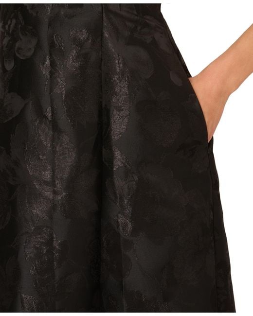 Adrianna Papell Black Metallic Jacquard Tuxedo Dress