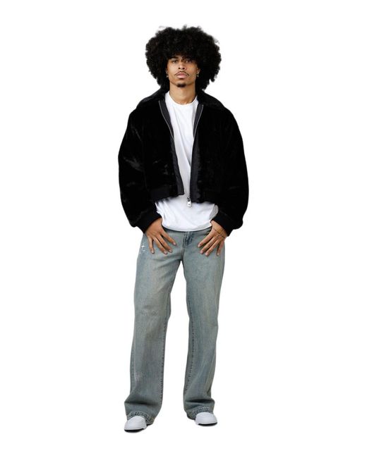 MNML Black Night Wolf Faux Jacket for men
