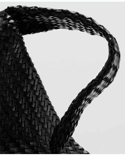 Mango Black Braided Bucket Bag