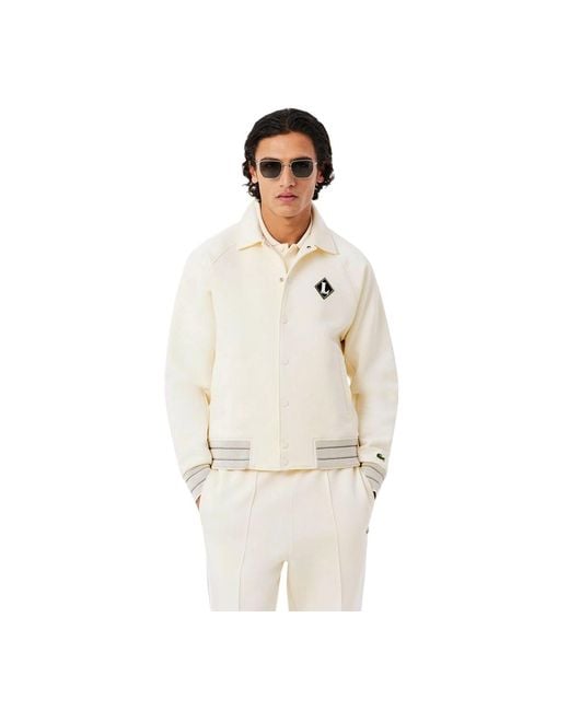 Lacoste White Raglan Bomber Jacket for men