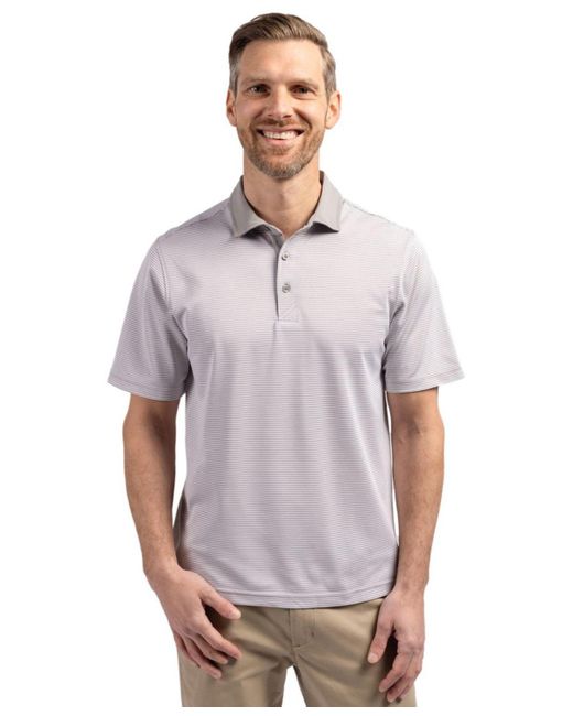 Cutter & Buck White Cutter Buck Virtue Eco Pique Micro Stripe Recycled Polo for men