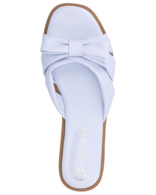 Journee Collection Blue Prylin Bow Slide Flat Sandals