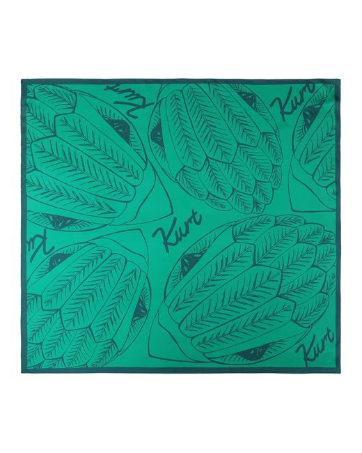 Kurt Geiger Green Eagle Toss Silk Square Scarf