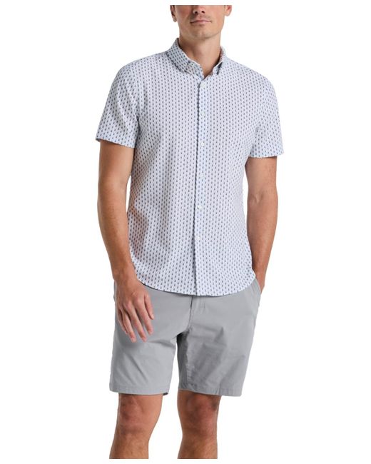 Perry Ellis White Slim Fit Short Sleeve Geo Print Button-down Shirt for men