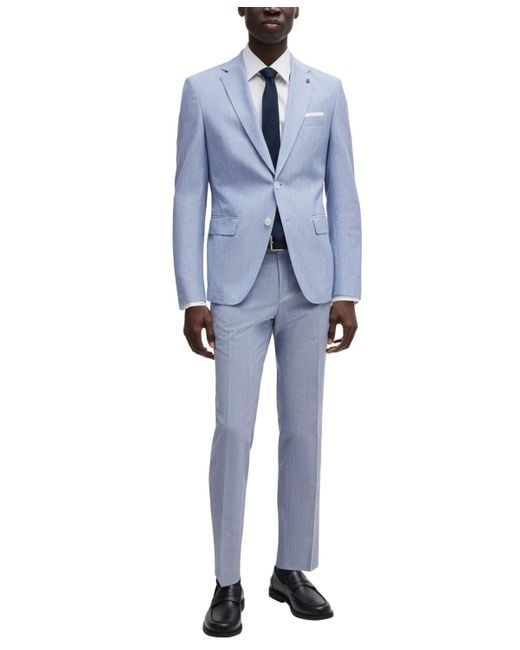 BOSS Boss By Micro-patterned Slim-fit Jacket in Blue for Men | Lyst