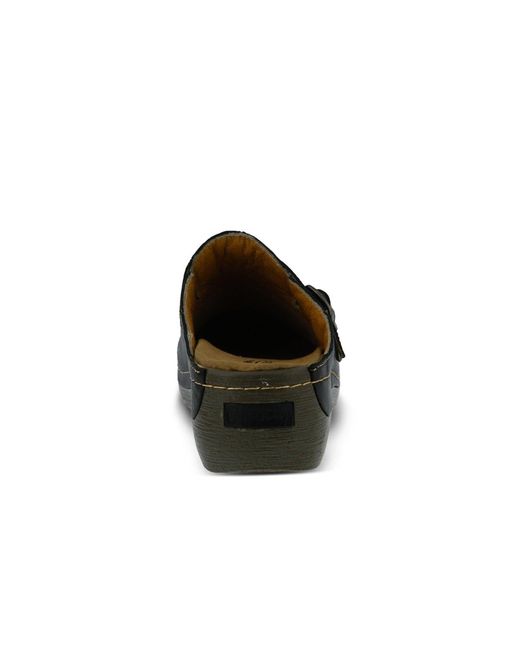Spring Step Black Happy Multi-strap Leather Slip-on Clogs